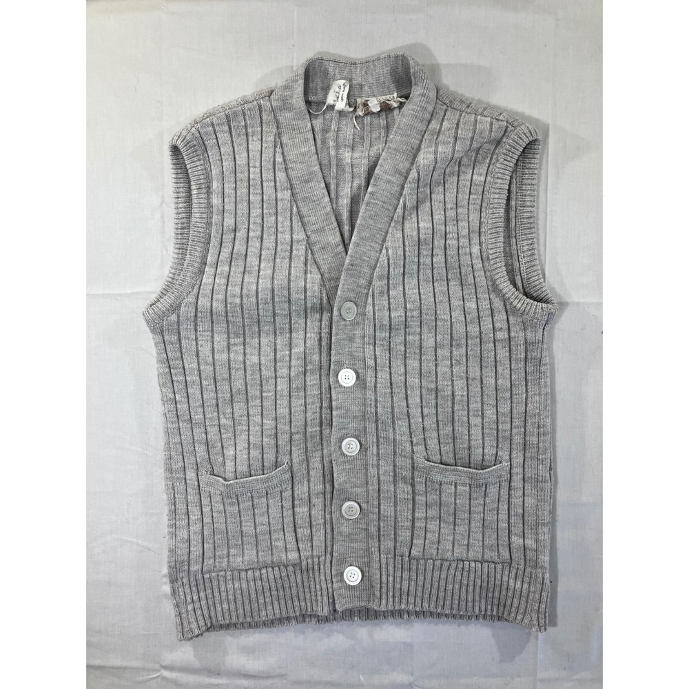 TVG Studio Knit Button Front Sleeveless Top‎ Women S Grey Ribbed Acrylic